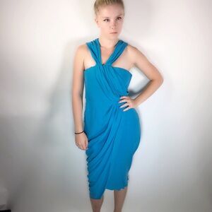 Laundry By Shelli Segal Teal Turquoise Midi Dress